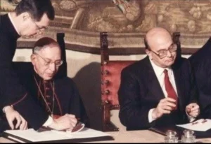 Barani: “Bettino Craxi il grande statista e il cardinale Casaroli segretario di stato vaticano di San Giovanni Paolo II firmano il nuovo concordato tra Stato e chiesa”